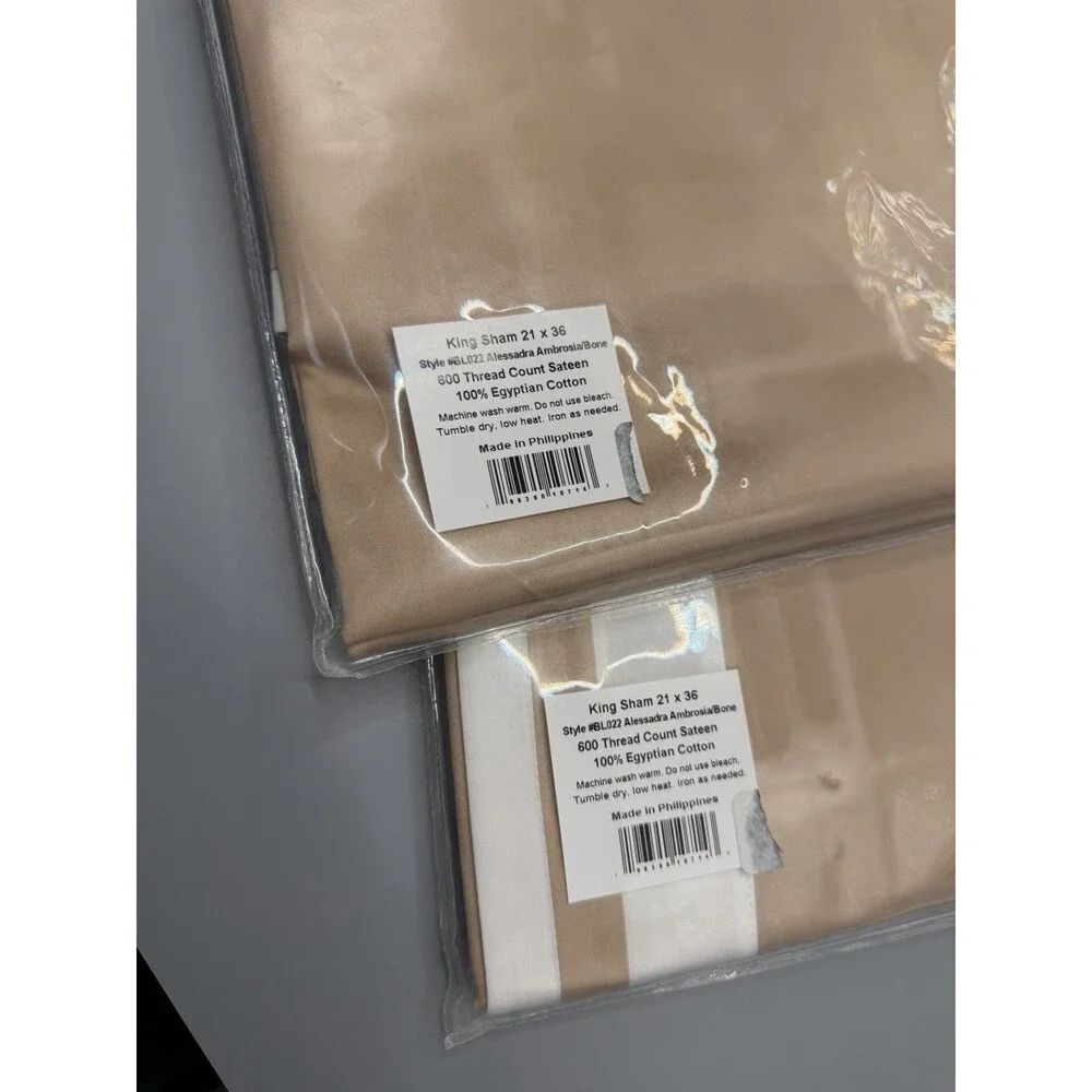 Matouk Alessandra KING Duvet + 2 KING Shams Ambrosia/Bone NEW Sateen
